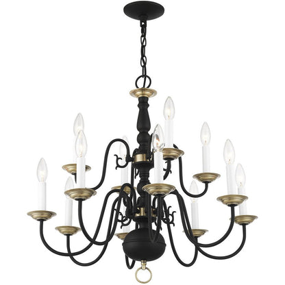 Black Twelve Light Metal Dimmable Chandelier With Shades HomeRoots