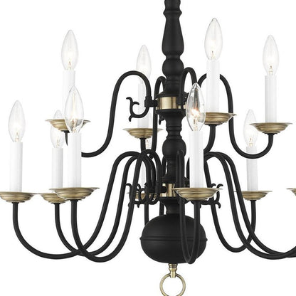 Black Twelve Light Metal Dimmable Chandelier With Shades HomeRoots