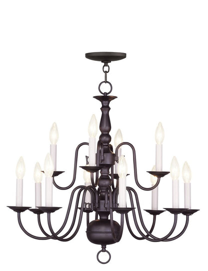 Bronze Twelve Light Metal Dimmable Chandelier With Shades HomeRoots