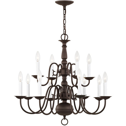 Bronze Twelve Light Metal Dimmable Chandelier With Shades HomeRoots
