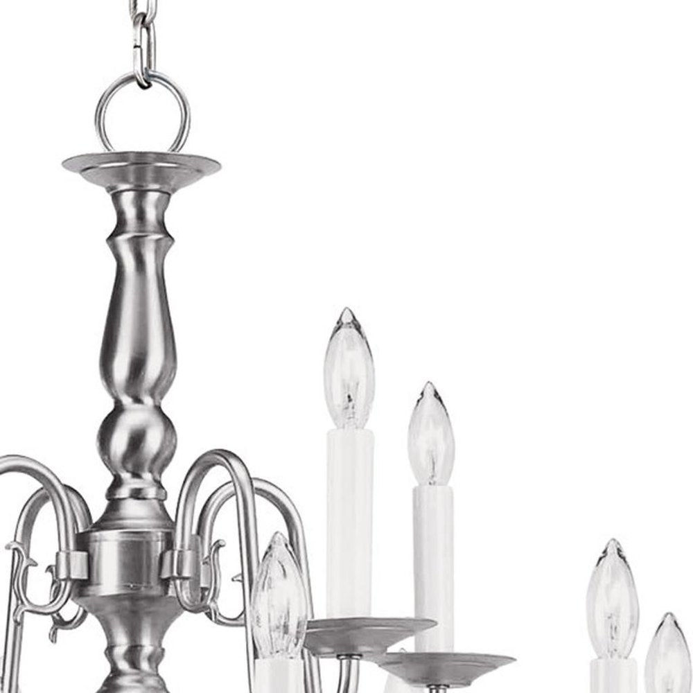 Nickel Twelve Light Metal Dimmable Chandelier With Shades HomeRoots
