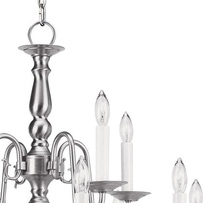 Nickel Twelve Light Metal Dimmable Chandelier With Shades HomeRoots