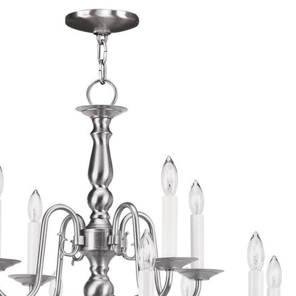 Nickel Twelve Light Metal Dimmable Chandelier With Shades HomeRoots