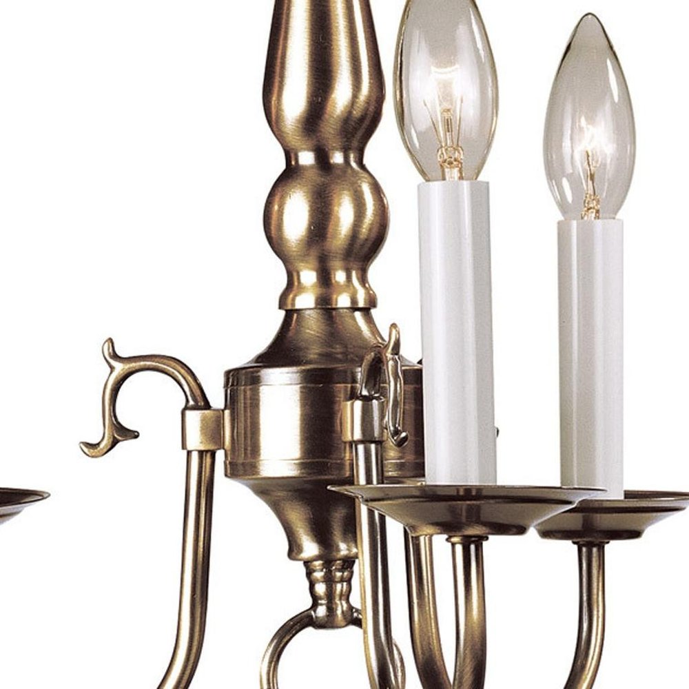 Antiqued Brass Three Light Metal Dimmable Chandelier With Shades HomeRoots