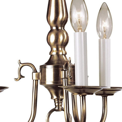 Antiqued Brass Three Light Metal Dimmable Chandelier With Shades HomeRoots