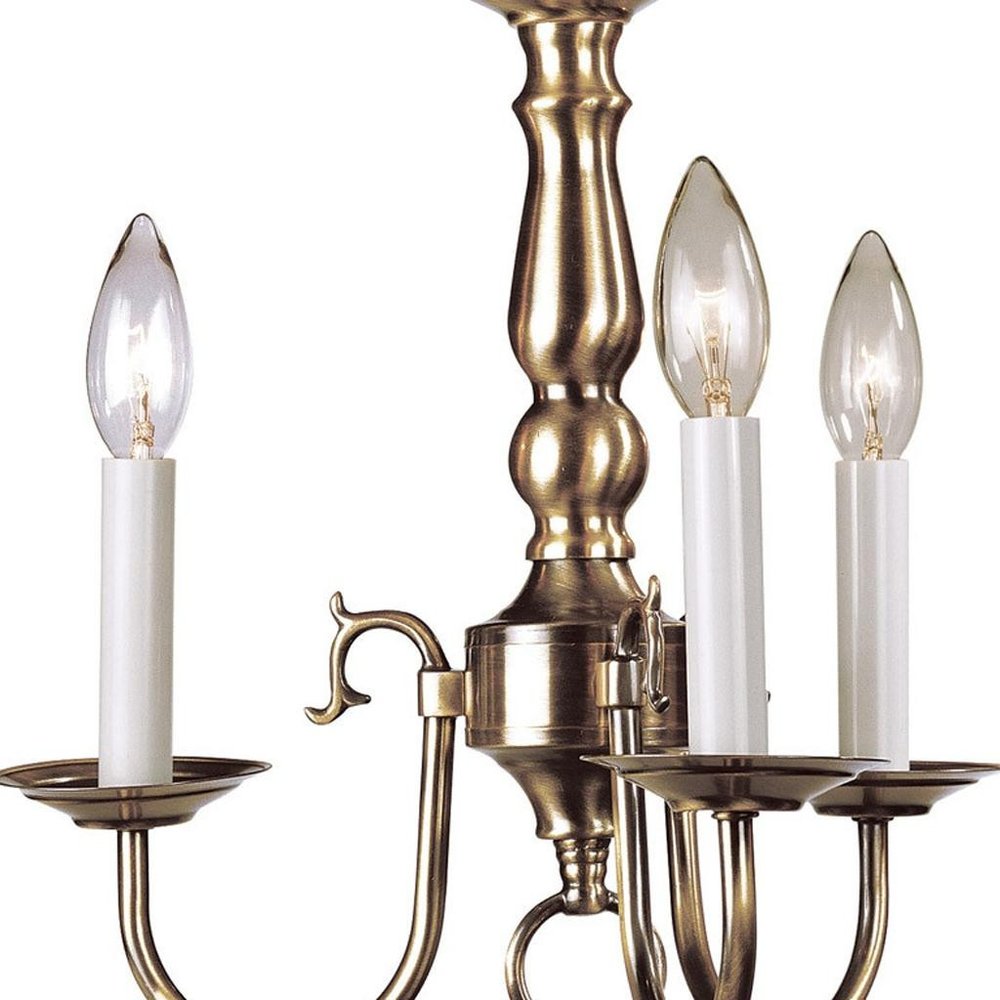 Antiqued Brass Three Light Metal Dimmable Chandelier With Shades HomeRoots