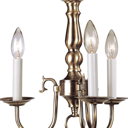 Antiqued Brass Three Light Metal Dimmable Chandelier With Shades HomeRoots