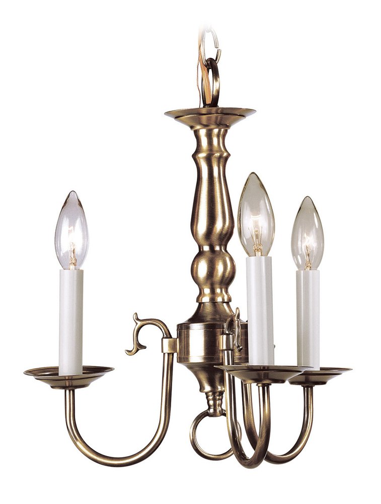 Antiqued Brass Three Light Metal Dimmable Chandelier With Shades HomeRoots