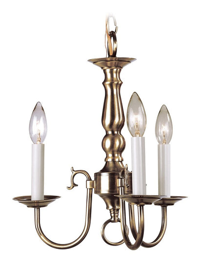 Antiqued Brass Three Light Metal Dimmable Chandelier With Shades HomeRoots