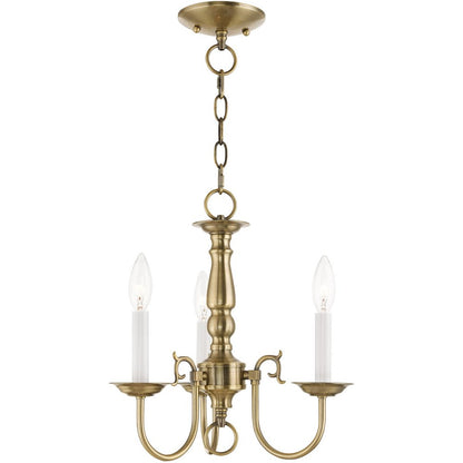 Antiqued Brass Three Light Metal Dimmable Chandelier With Shades HomeRoots