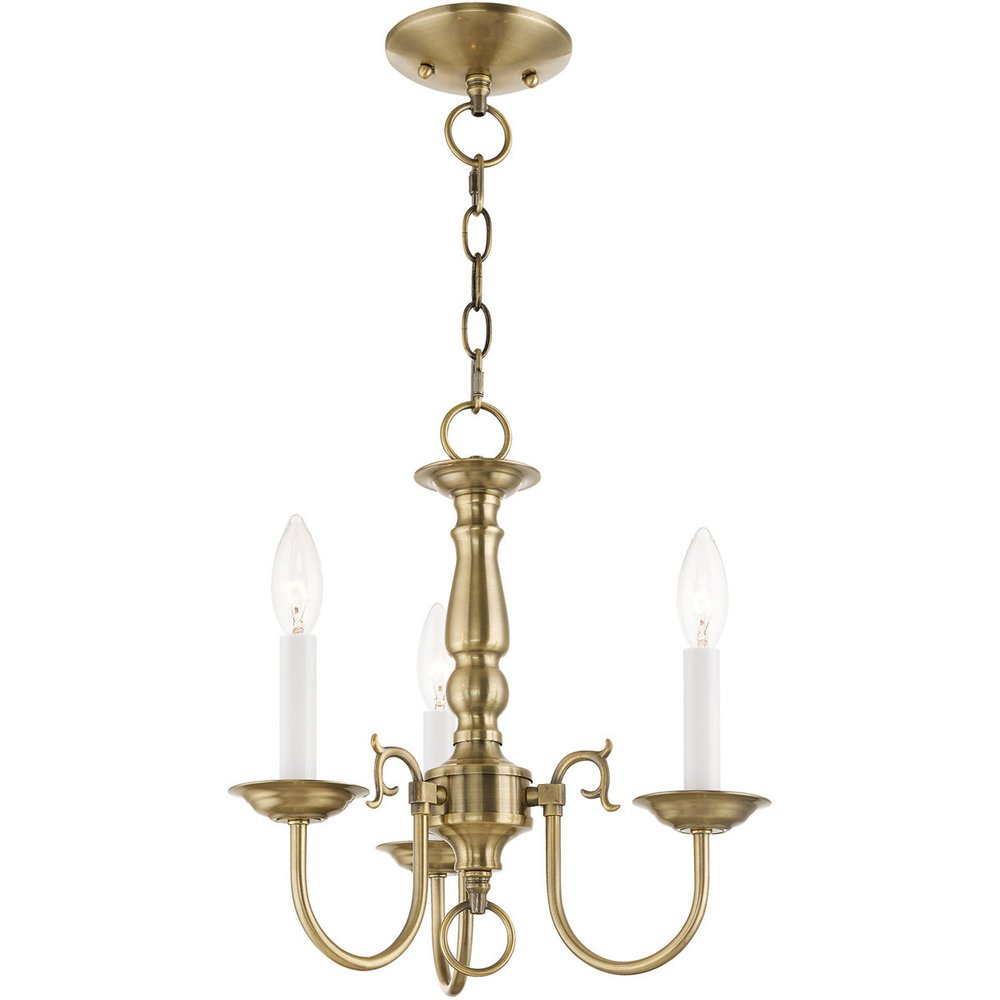 Antiqued Brass Three Light Metal Dimmable Chandelier With Shades HomeRoots