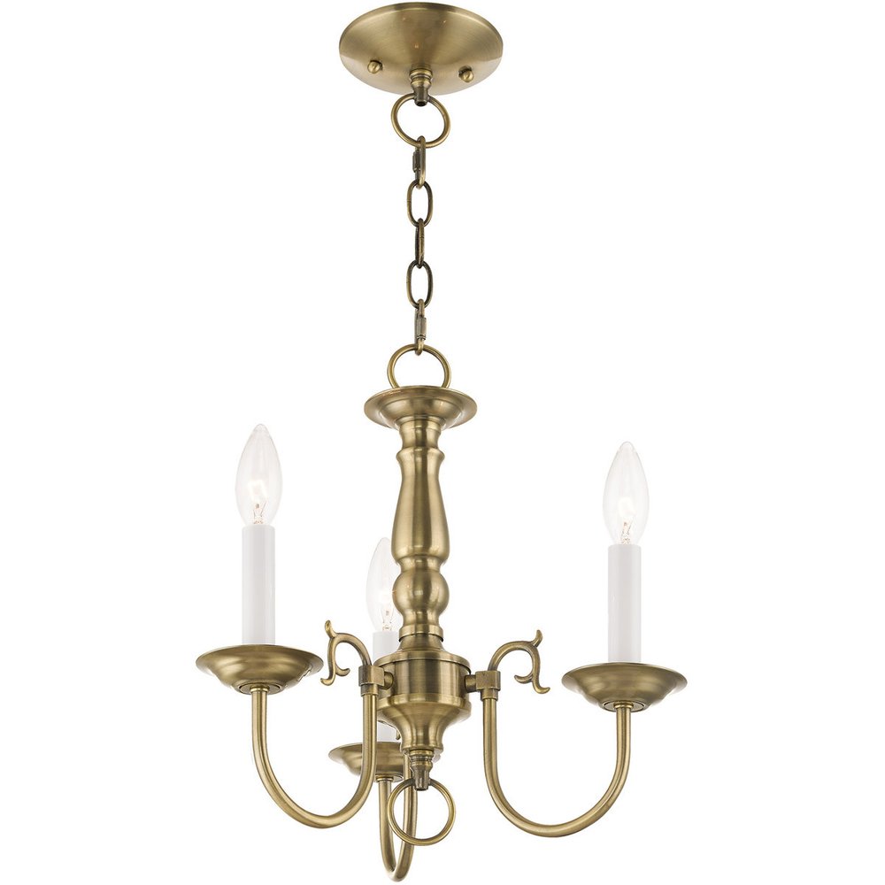 Antiqued Brass Three Light Metal Dimmable Chandelier With Shades HomeRoots