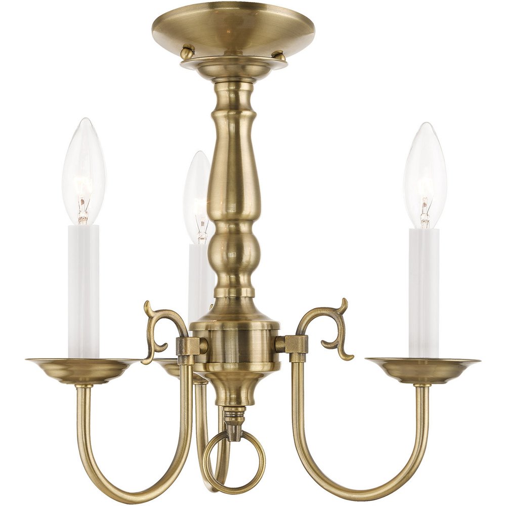 Antiqued Brass Three Light Metal Dimmable Chandelier With Shades HomeRoots