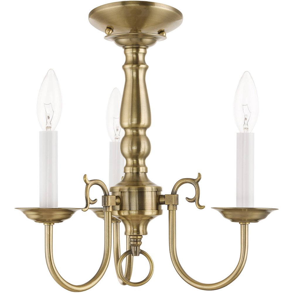 Antiqued Brass Three Light Metal Dimmable Chandelier With Shades HomeRoots
