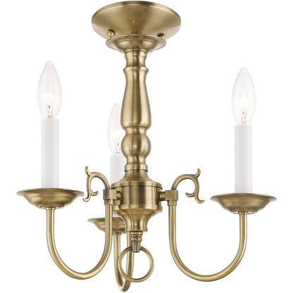 Antiqued Brass Three Light Metal Dimmable Chandelier With Shades HomeRoots