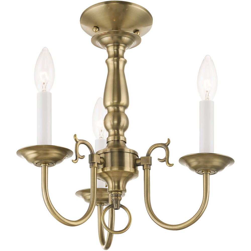 Antiqued Brass Three Light Metal Dimmable Chandelier With Shades HomeRoots