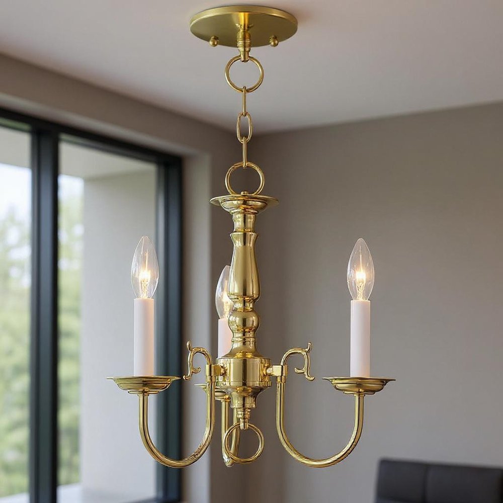 Brass Three Light Metal Dimmable Chandelier With Shades HomeRoots