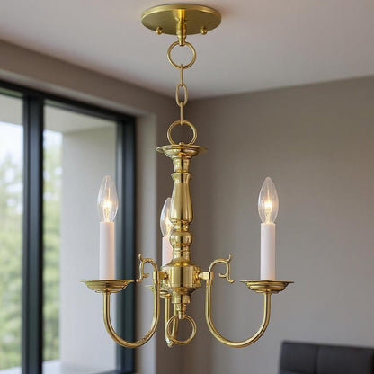 Brass Three Light Metal Dimmable Chandelier With Shades HomeRoots