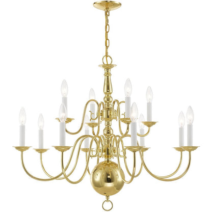 Brass Twelve Light Metal Dimmable Chandelier With Shades HomeRoots