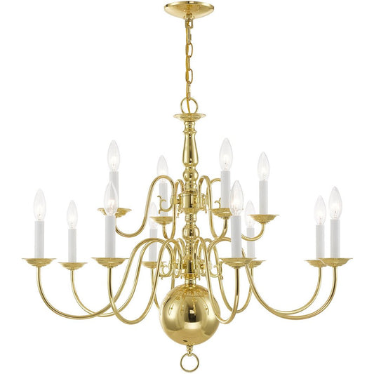 Brass Twelve Light Metal Dimmable Chandelier With Shades HomeRoots