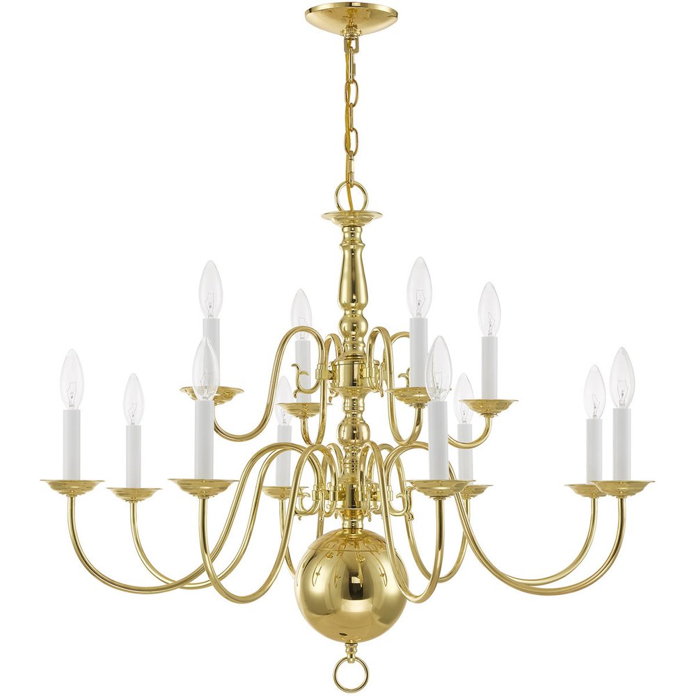 Brass Twelve Light Metal Dimmable Chandelier With Shades HomeRoots