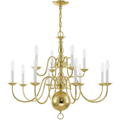 Brass Twelve Light Metal Dimmable Chandelier With Shades HomeRoots
