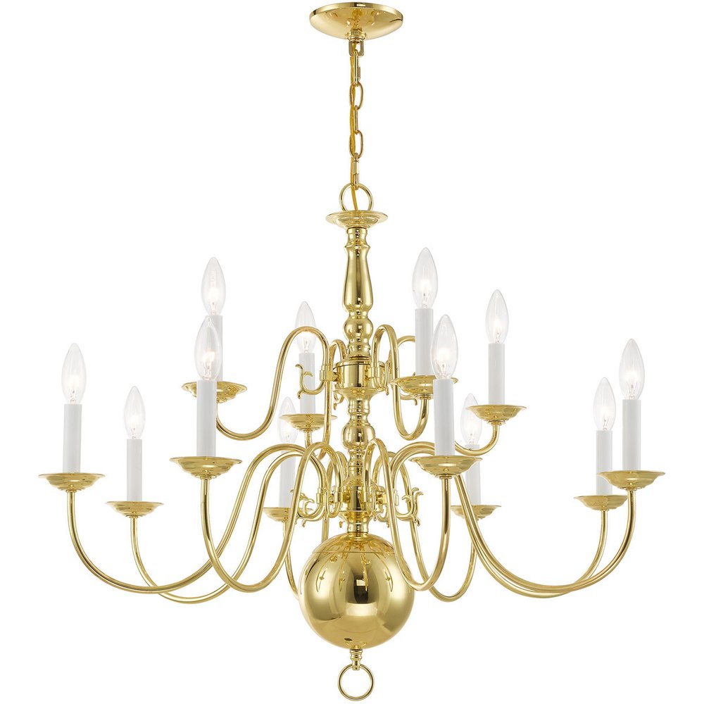 Brass Twelve Light Metal Dimmable Chandelier With Shades HomeRoots