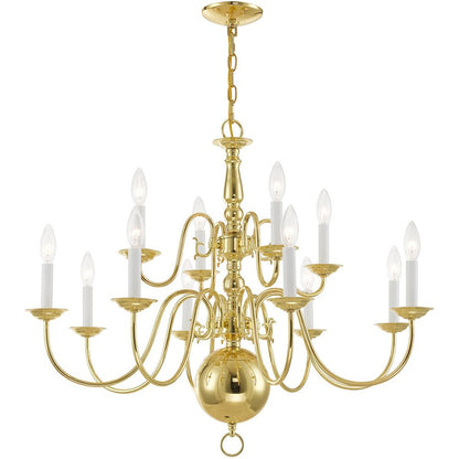 Brass Twelve Light Metal Dimmable Chandelier With Shades HomeRoots