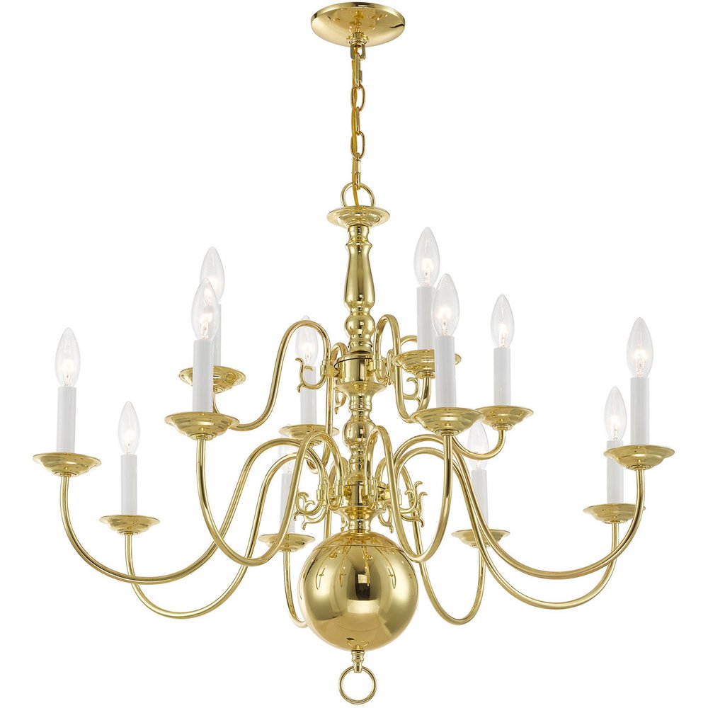 Brass Twelve Light Metal Dimmable Chandelier With Shades HomeRoots