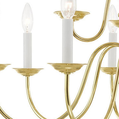 Brass Twelve Light Metal Dimmable Chandelier With Shades HomeRoots