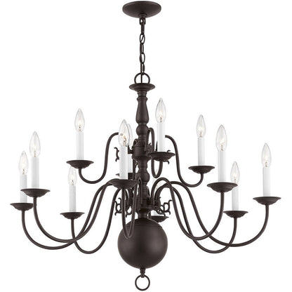 Bronze Twelve Light Metal Dimmable Chandelier With Shades HomeRoots