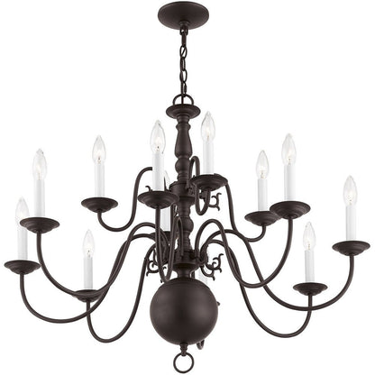 Bronze Twelve Light Metal Dimmable Chandelier With Shades HomeRoots