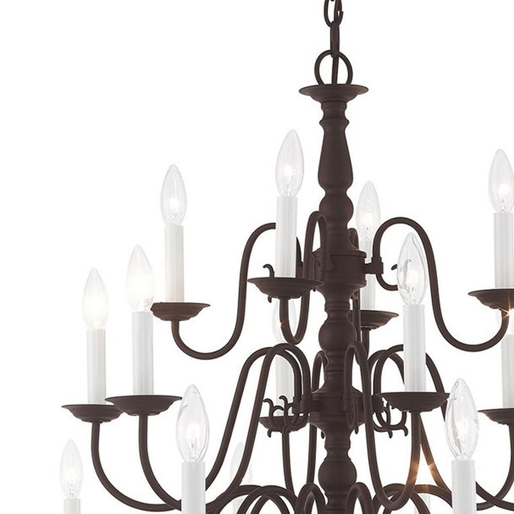Bronze Multi Light Metal Dimmable Chandelier With Shades HomeRoots
