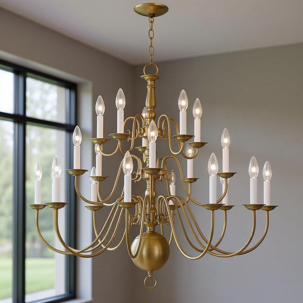 Antiqued Brass Multi Light Metal Dimmable Chandelier With Shades HomeRoots