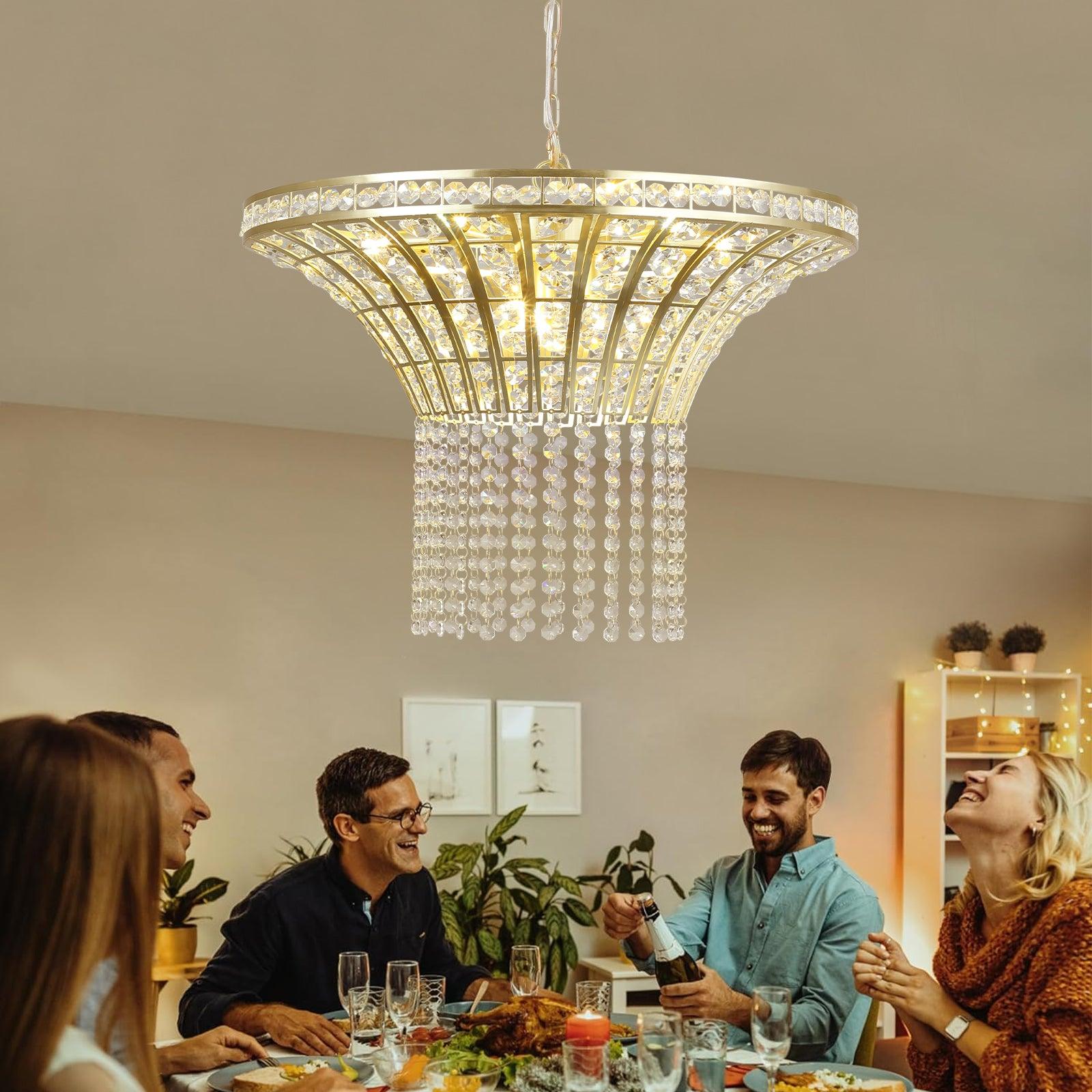 8-Light 23.6" Wide Crystal Waterfall Chandelier - FurniFindUSA