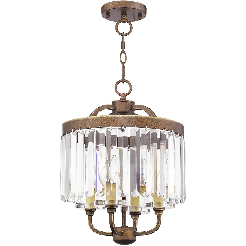 Bronze Four Light Metal Dimmable Chandelier With Shades HomeRoots