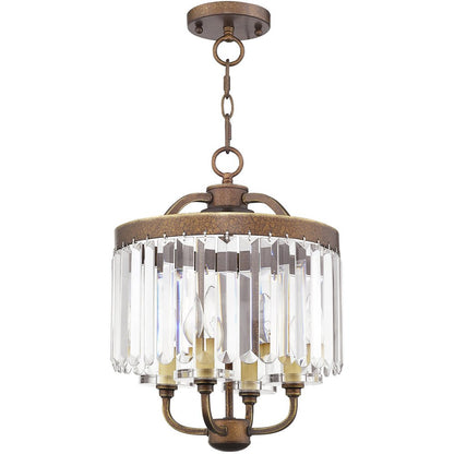 Bronze Four Light Metal Dimmable Chandelier With Shades HomeRoots