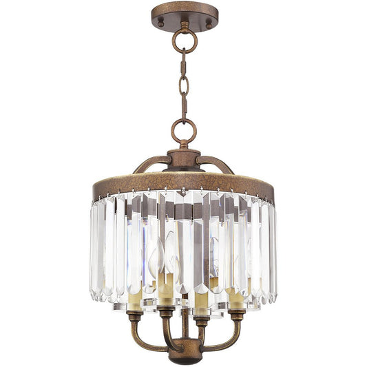 Bronze Four Light Metal Dimmable Chandelier With Shades HomeRoots
