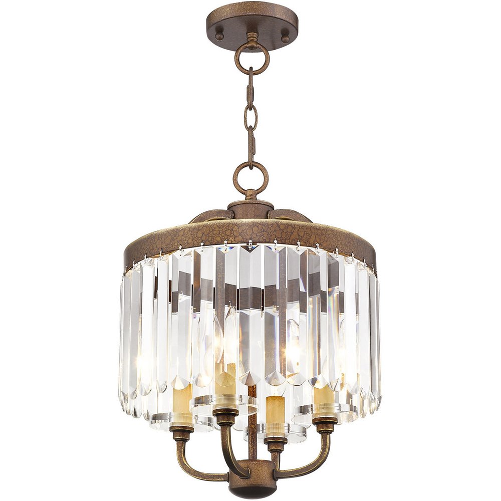 Bronze Four Light Metal Dimmable Chandelier With Shades HomeRoots
