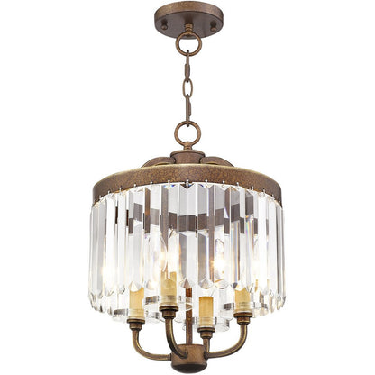 Bronze Four Light Metal Dimmable Chandelier With Shades HomeRoots