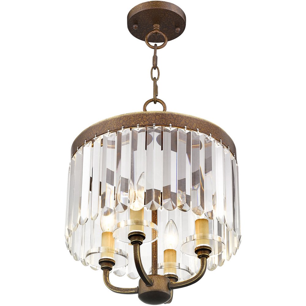 Bronze Four Light Metal Dimmable Chandelier With Shades HomeRoots