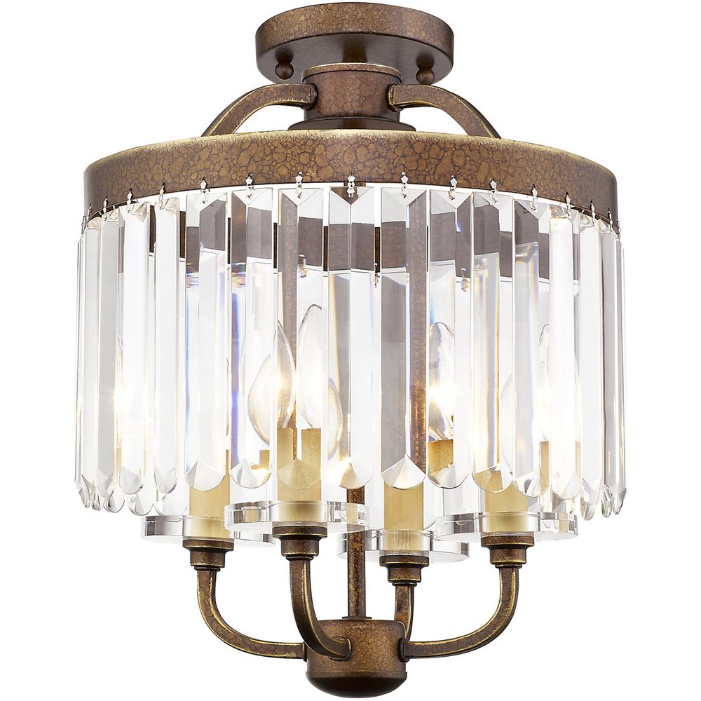 Bronze Four Light Metal Dimmable Chandelier With Shades HomeRoots