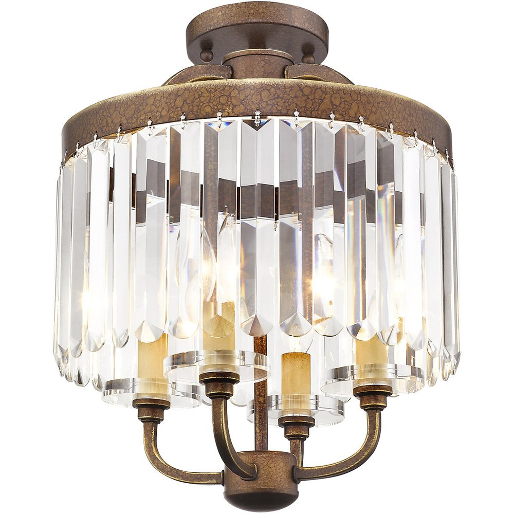 Bronze Four Light Metal Dimmable Chandelier With Shades HomeRoots