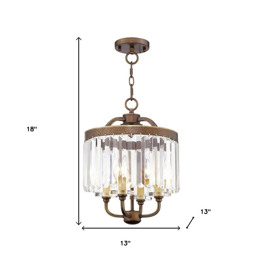 Bronze Four Light Metal Dimmable Chandelier With Shades HomeRoots