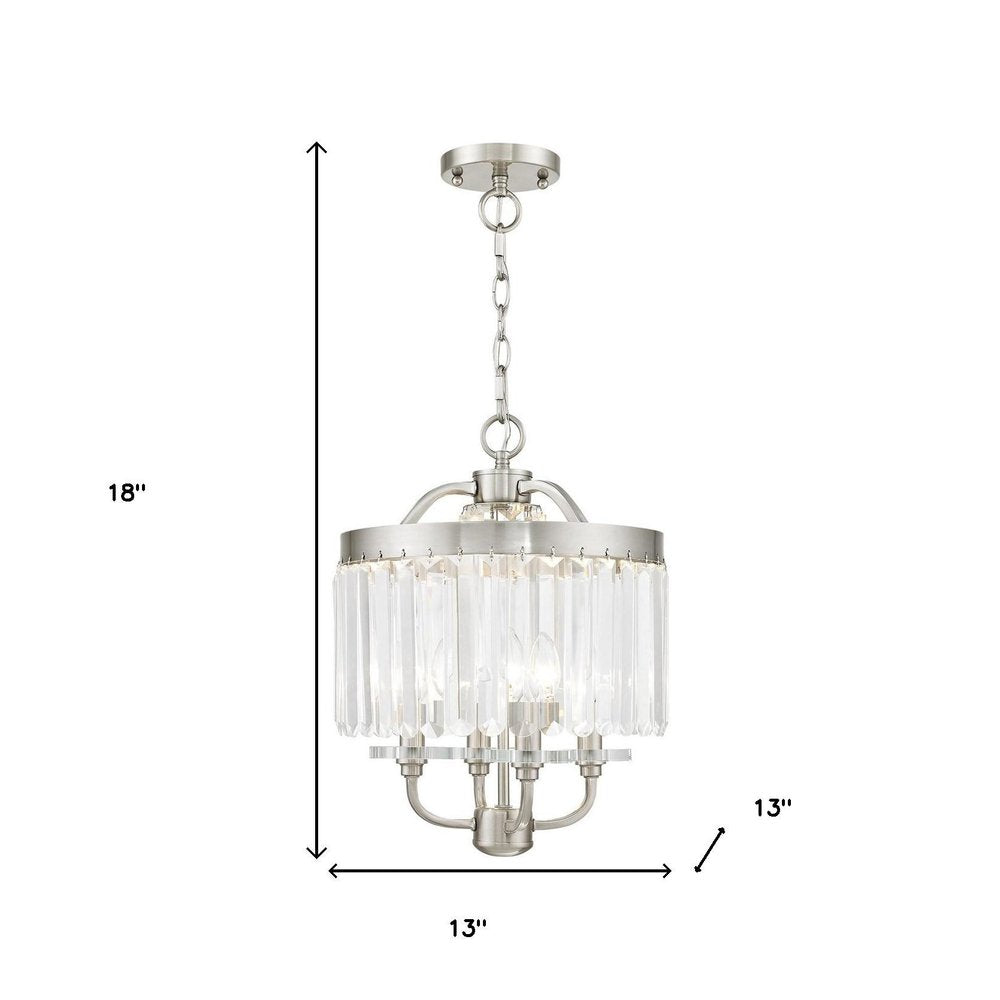 Nickel Four Light Metal Dimmable Chandelier With Shades HomeRoots