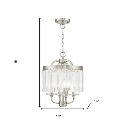 Nickel Four Light Metal Dimmable Chandelier With Shades HomeRoots