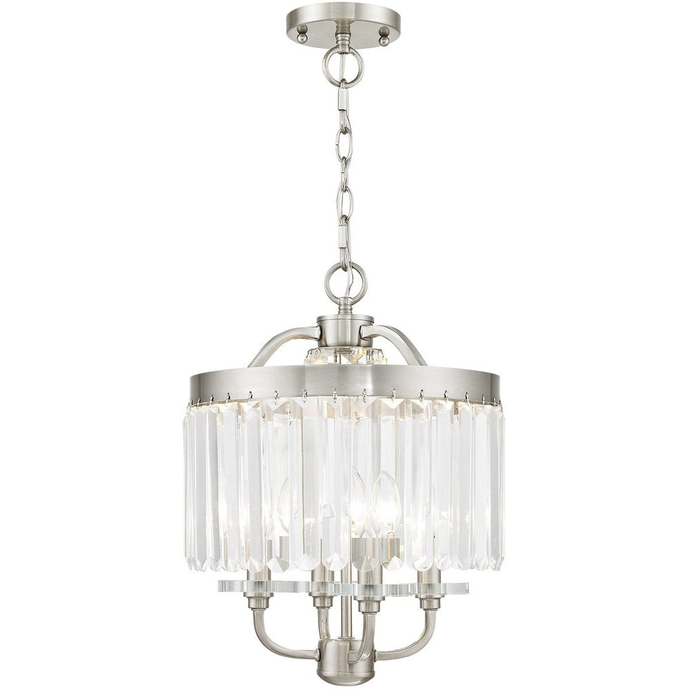 Nickel Four Light Metal Dimmable Chandelier With Shades HomeRoots