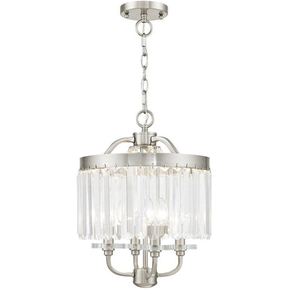 Nickel Four Light Metal Dimmable Chandelier With Shades HomeRoots
