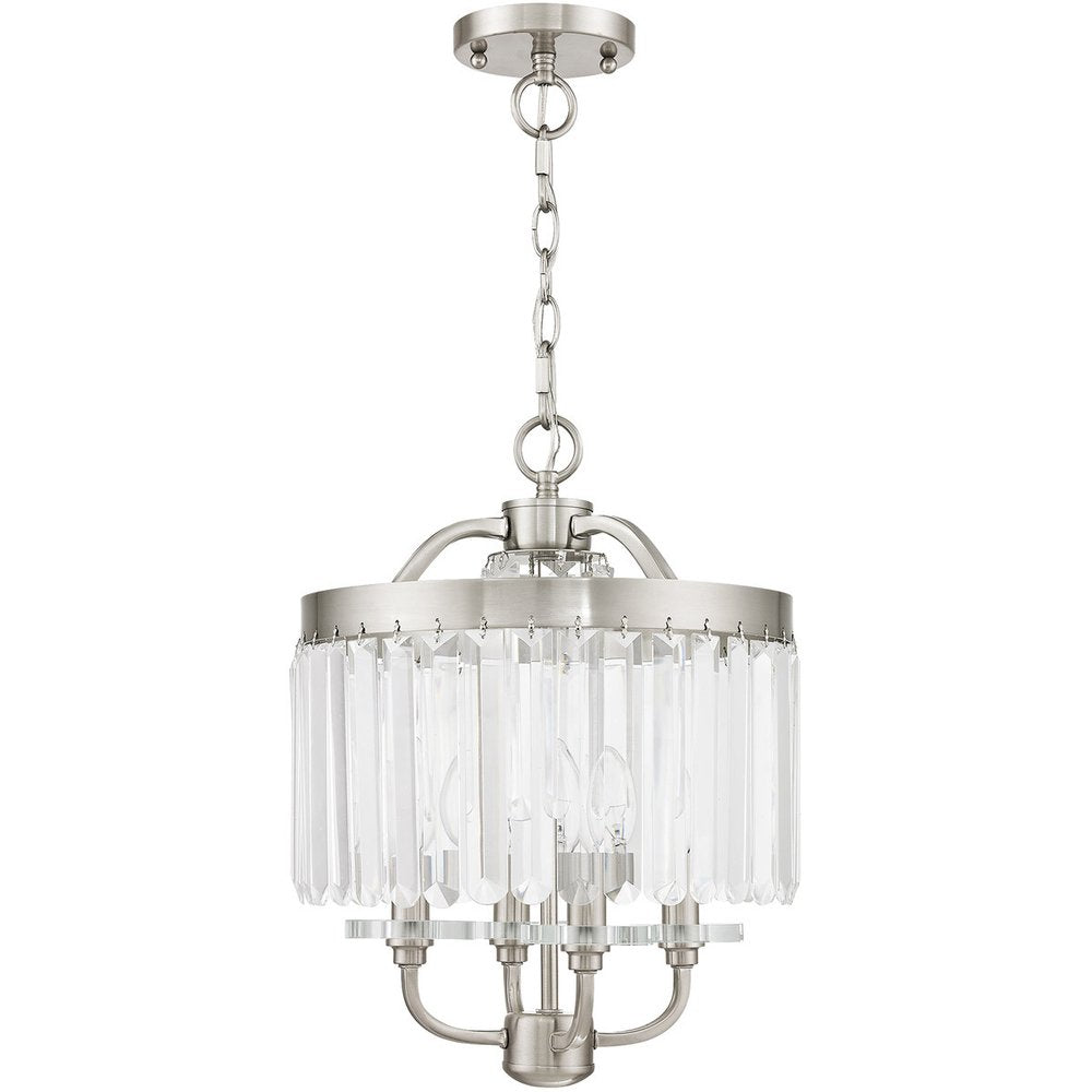 Nickel Four Light Metal Dimmable Chandelier With Shades HomeRoots