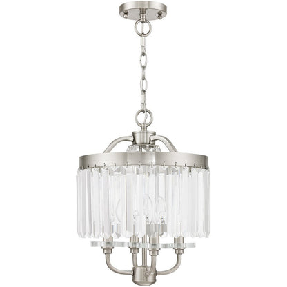 Nickel Four Light Metal Dimmable Chandelier With Shades HomeRoots